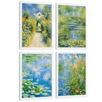 POSTER 4er Bilder-Set Wandbilder Matisse Stil modern Wohnzimmer Deko, Schlafzimmer, Küche, Badezimmer Weißer Rahmen A4 - Weiß, Papier (29.7/1/21cm) - Nacnic