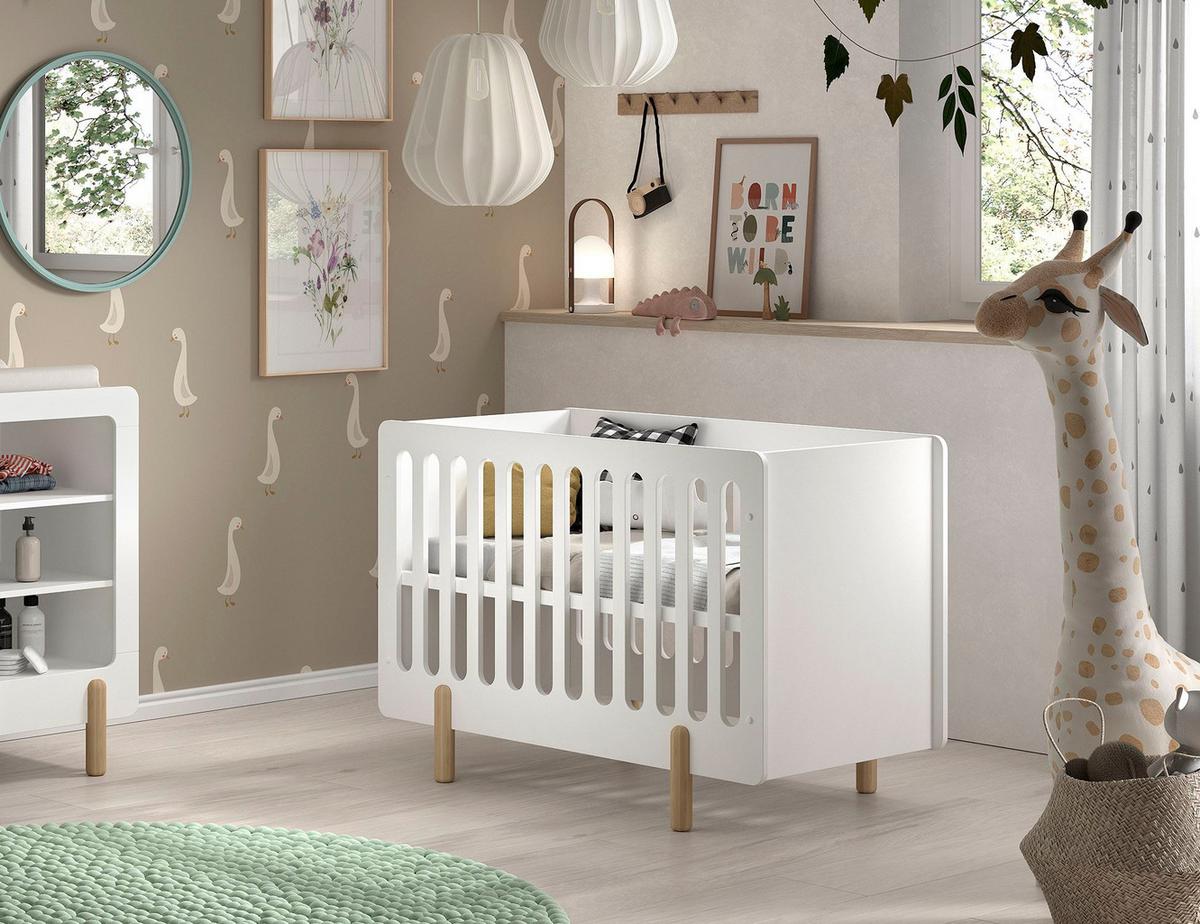 BABYBETT Karylin 130x87x64 aus MDF in Weiß - Weiß, Holzwerkstoff (60/120cm) - 58aufmkessel