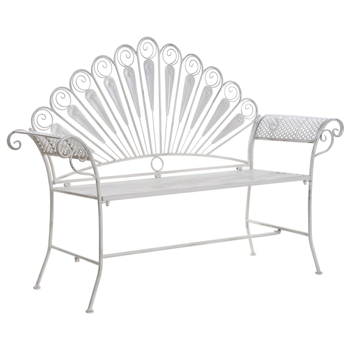 GARTENBANK 146 cm Metall Cremeweiß Pavia - Creme/Weiß, Metall (146/107/50cm) - Beliani