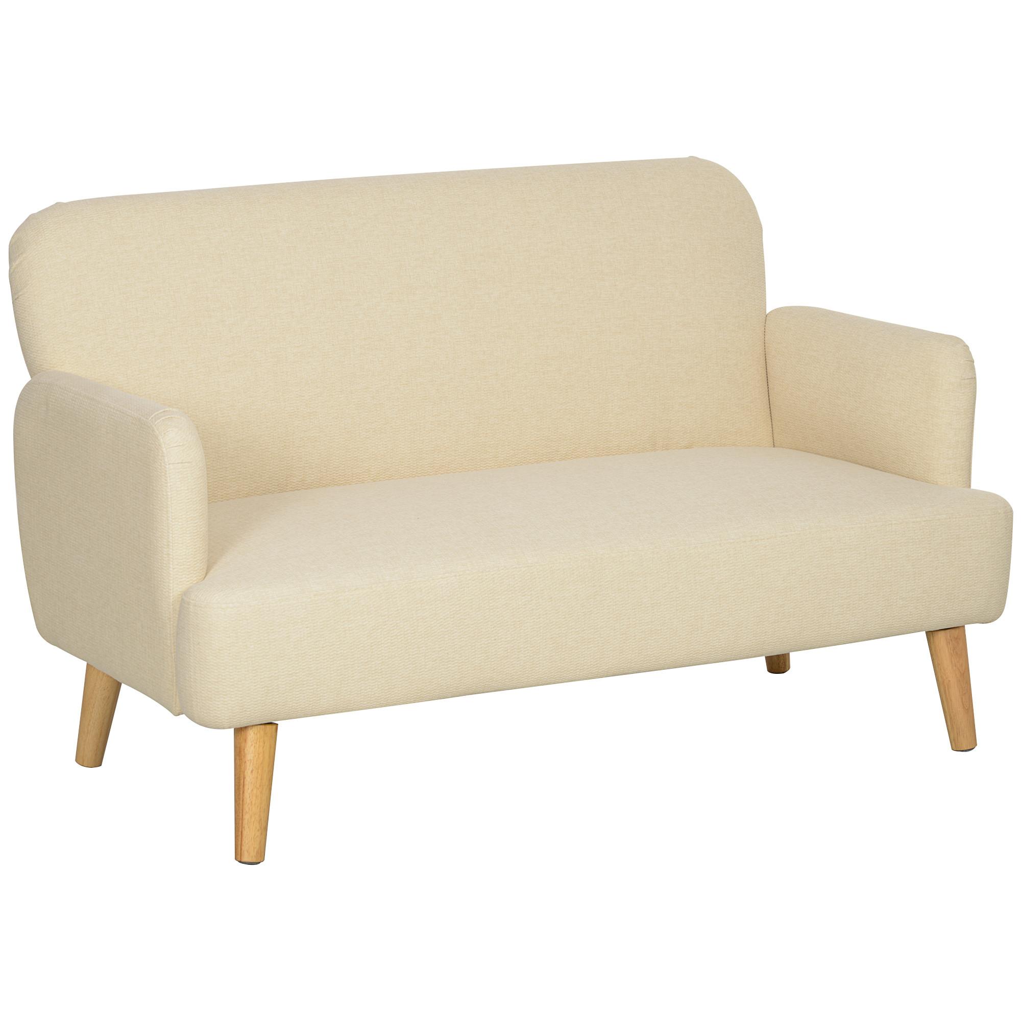 2 SITZER SOFA, 130 x 74 x 79 cm, Cremeweiß - Weiß, Textil (74/79/130cm) - HOMCOM