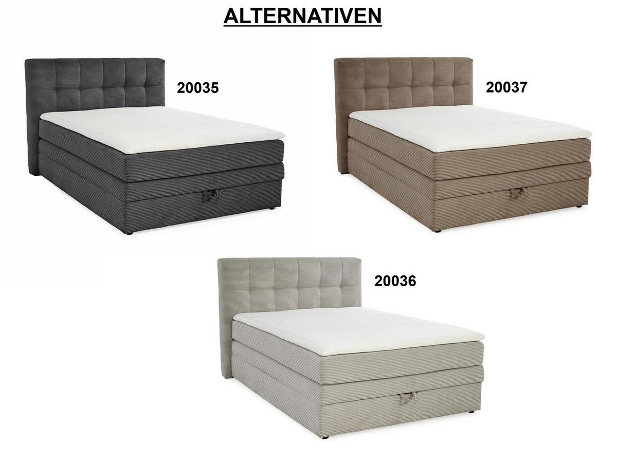 BOXSPRINGBETT 140x200 cm, 7-Zonen-Tonnentaschen-Federkernmatratze H3, Topper, Bonell-Federkern, großer Bettkasten, Cord Beige Grau / 20036 - Greige/Schwarz, Kunststoff/Textil (140/200cm) - luma-home