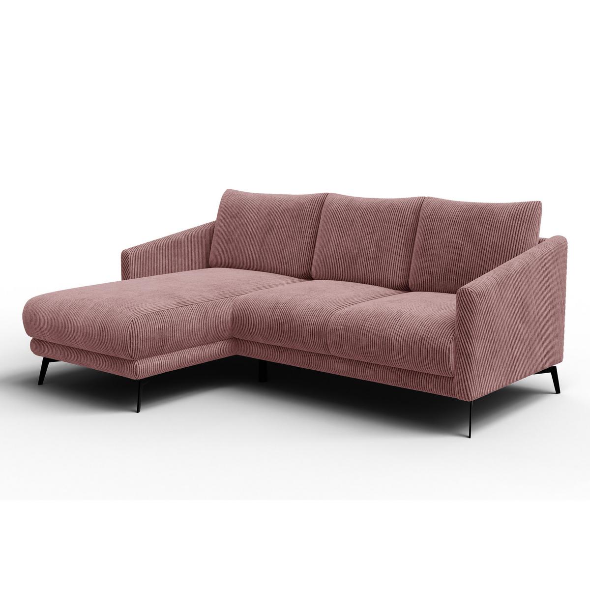 ECKSOFA VILT 3-Sitzer, altrosa - Altrosa/Schwarz, Holzwerkstoff/Textil (221/156cm) - Wozimo