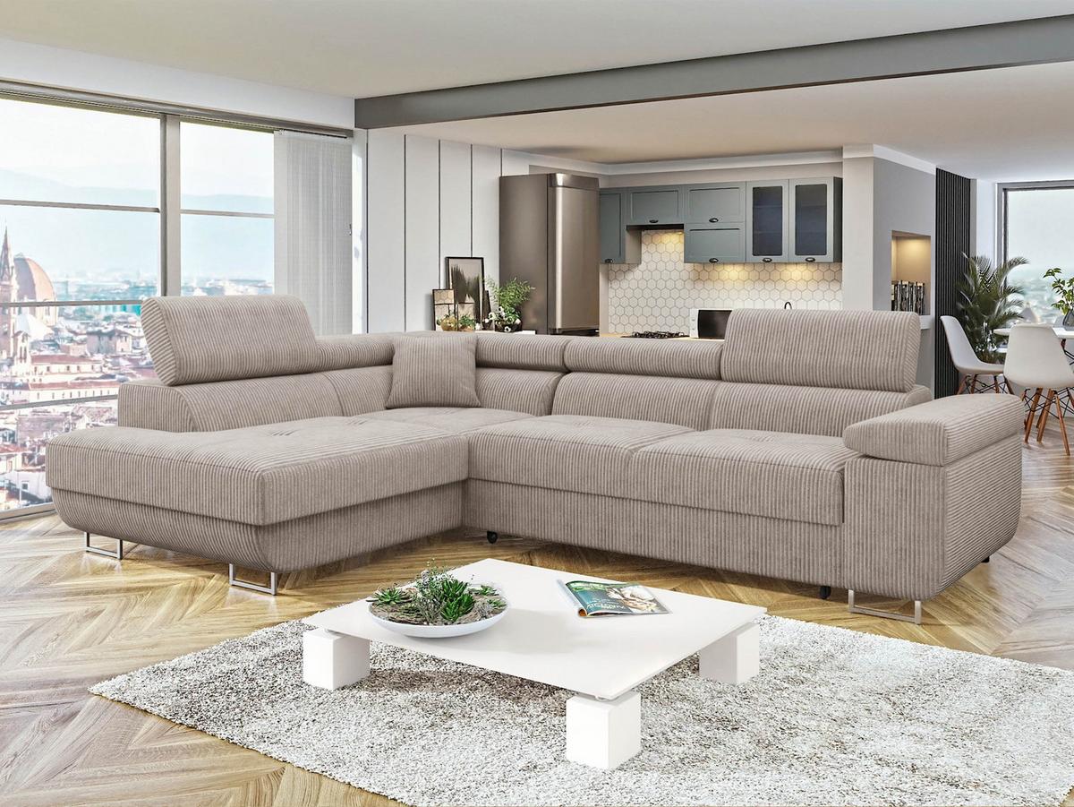 ECKSOFA Torezio Cord, Seite: Links - Sahara, Holz/Textil (274/203cm) - MIRJAN24