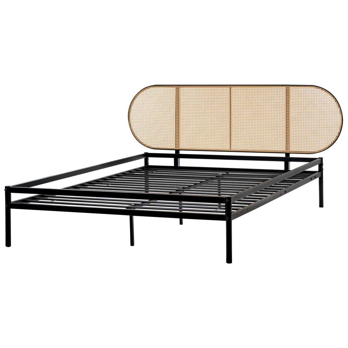 BETT mit Lattenrost 160/200 cm Eisen Hellbraun Boulin - Hellbraun, Metall (160/200cm) - Beliani