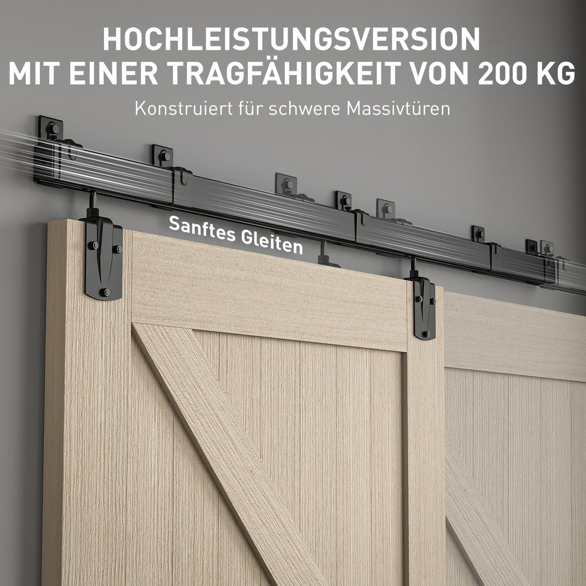 TÜRSCHIENENSYSTEM aus Karbonstahl Schwarz - Schwarz, Metall (4.7/6.1/183cm) - HOMCOM