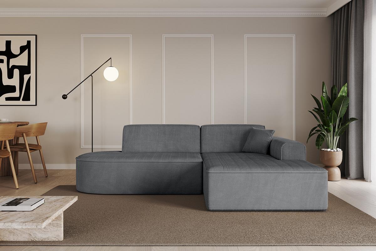 ECKSOFA Ottomane Rechts IREA-L1-v3 - 232x165x77 cm Duneklgrau - Dunkelgrau, Holzwerkstoff/Textil (232/165cm) - ALTDECOR