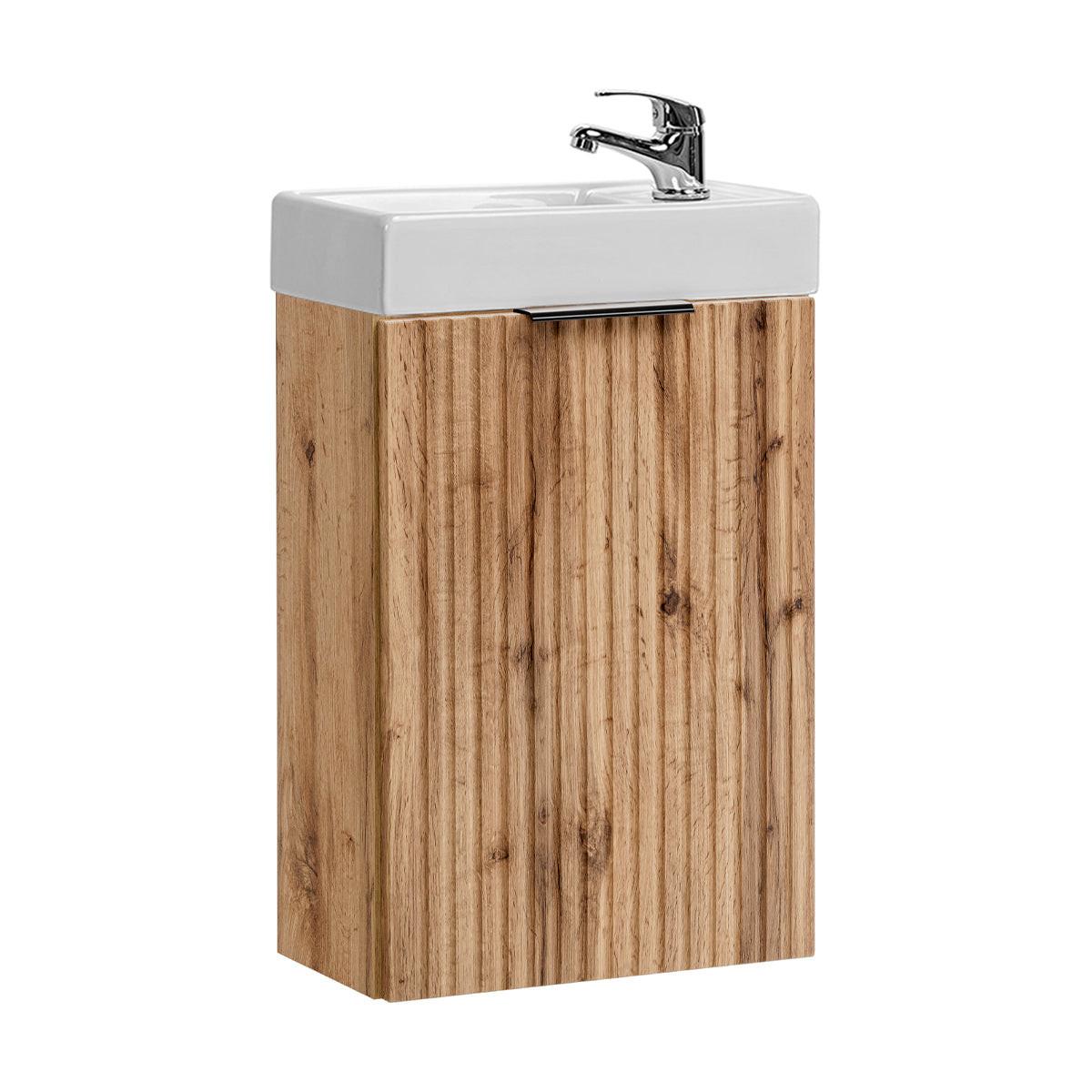 HANDWASCHBECKEN-MÖBEL 40cm Adriel Holz in Eichenoptik - Braun, Holzwerkstoff (40/66/22cm) - Petits-meubles