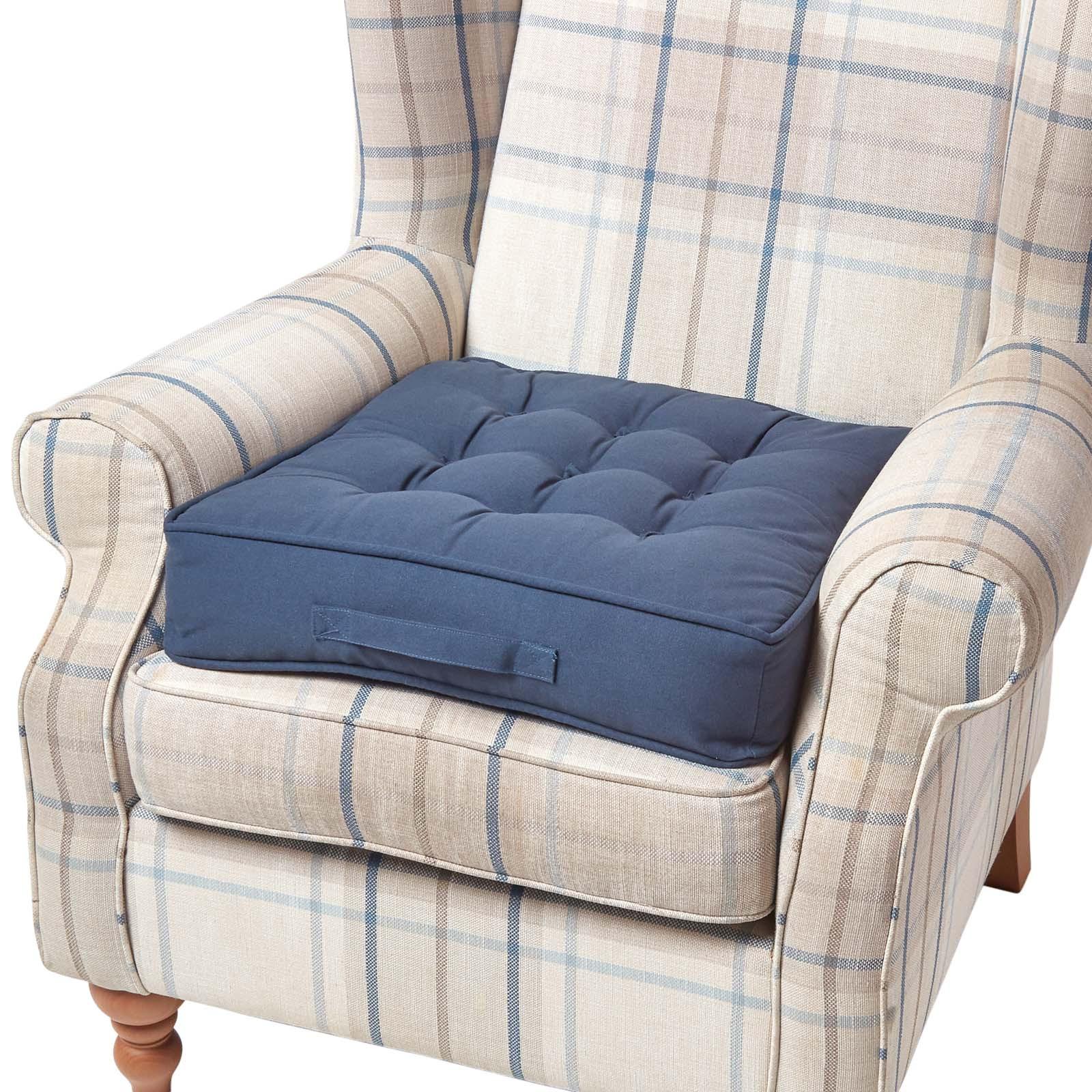 SITZKISSEN dunkelblau 50/50/10 cm – Sesselkissen, Baumwolle - Dunkelblau, Textil (50/50/10cm) - Homescapes