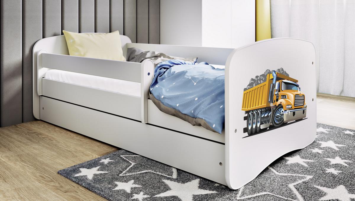 KINDERBETT Lastwagen mit Schublade 140/70 80/61/144 - Weiß, Holzwerkstoff (80/140cm) - RAUMHIRSCH FURNITURE