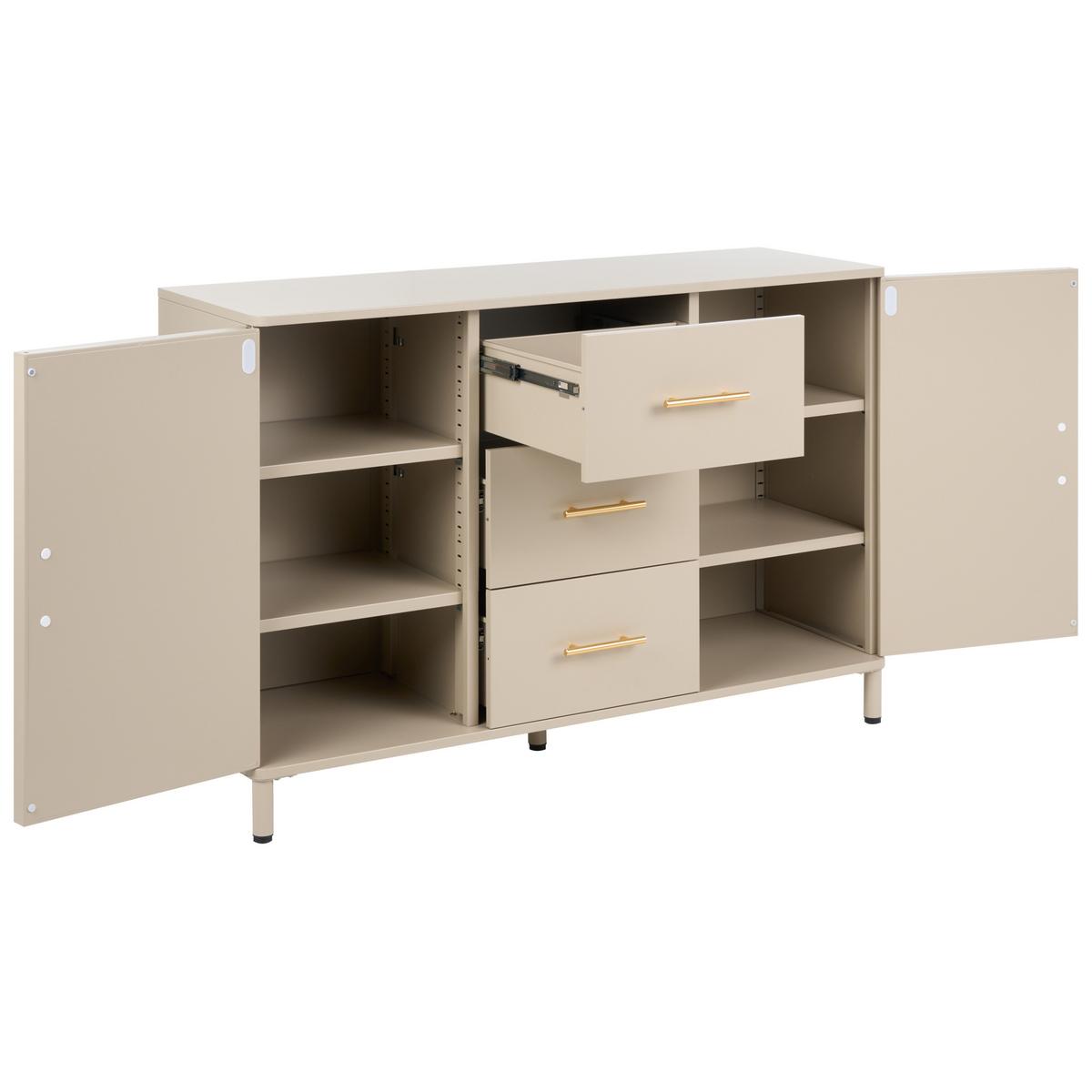 SIDEBOARD mit Schubladen Metall Beige Ombura - Beige, Metall (120/80/40cm) - Beliani
