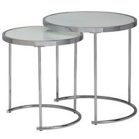 COUCHTISCH Set – Rund Glas 2-teilig mit Stauraum platzsparend - Silberfarben, Glas/Metall (50/50/50cm) - KADIMA DESIGN