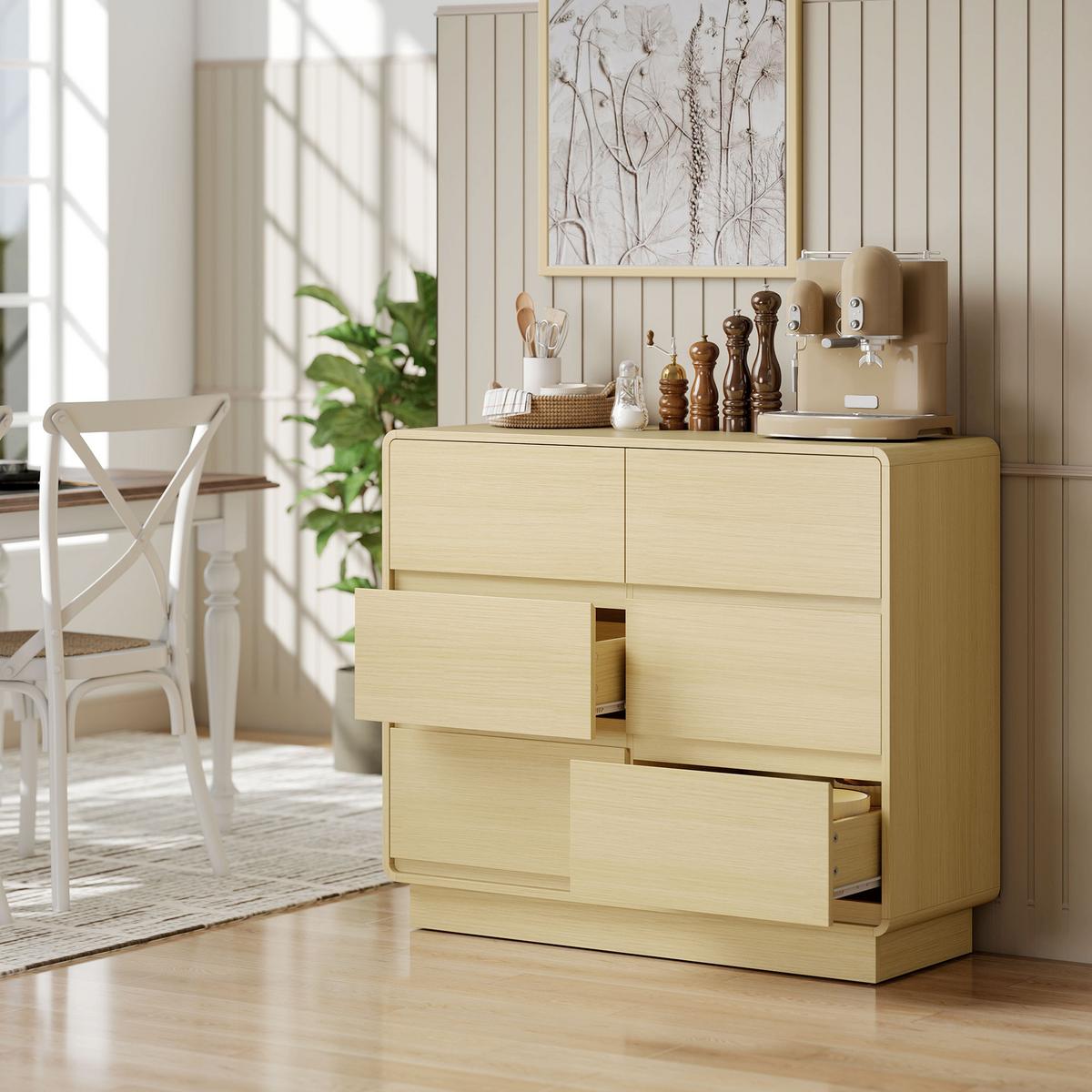 SIDEBOARD MDF Naturholz - Naturfarben, Holzwerkstoff (38/86/100cm) - HOMCOM
