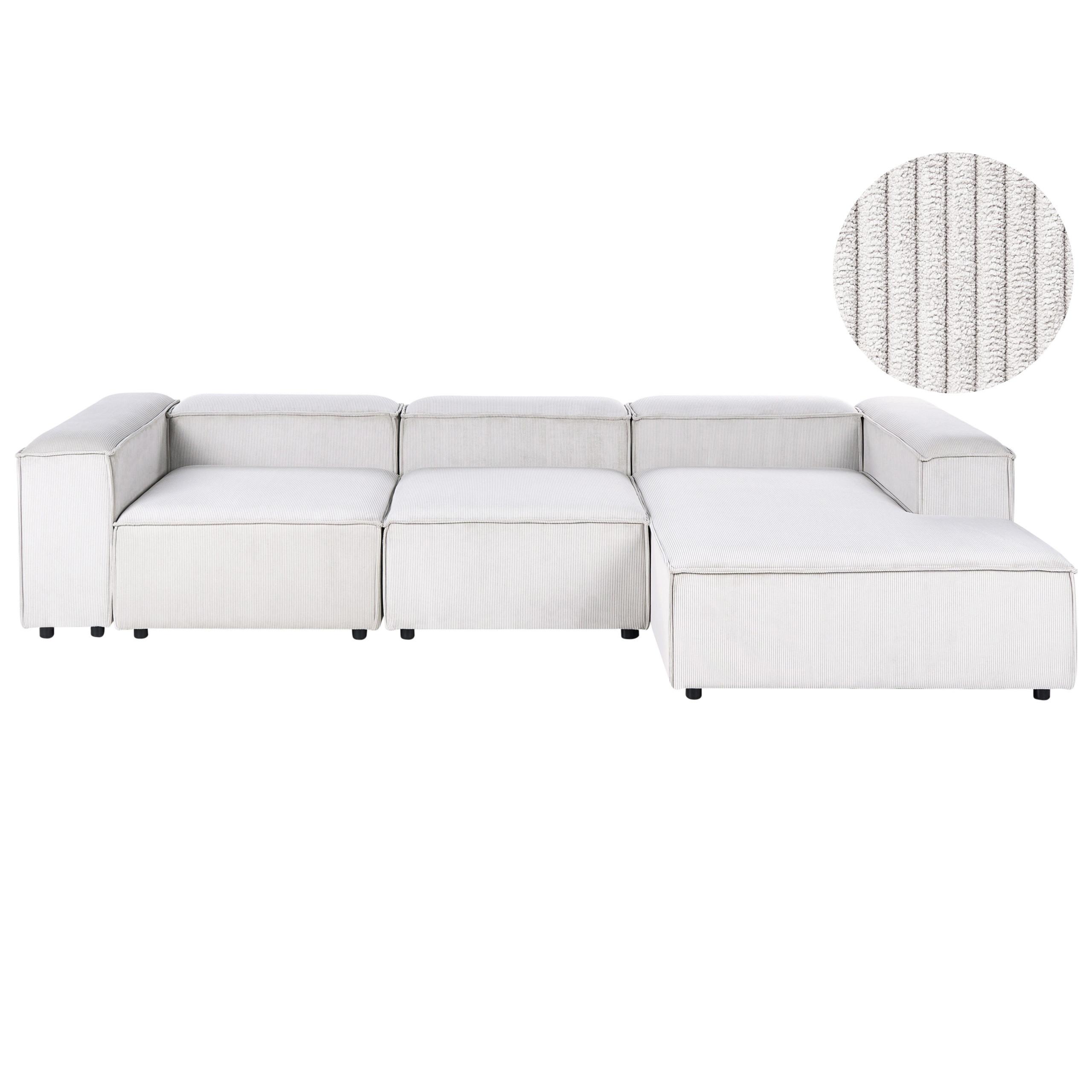 ECKSOFA Modul 4-Sitzer linksseitig Cremeweiß Cord Ardal - Creme/Schwarz, Textil (326/180cm) - Beliani