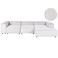 ECKSOFA Modul 4-Sitzer linksseitig Cremeweiß Cord Ardal - Creme/Schwarz, Textil (326/180cm) - Beliani