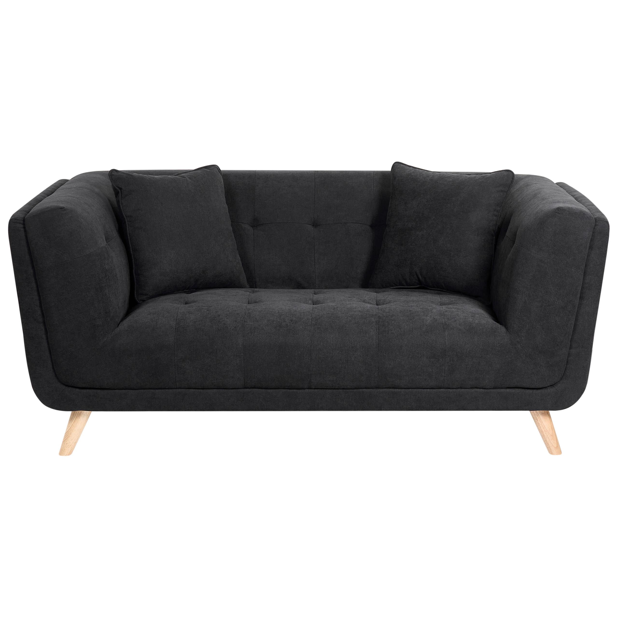 2-SITZER-SOFA Stoff Schwarz Habo - Hellbraun, Textil (176/78/72cm) - Beliani