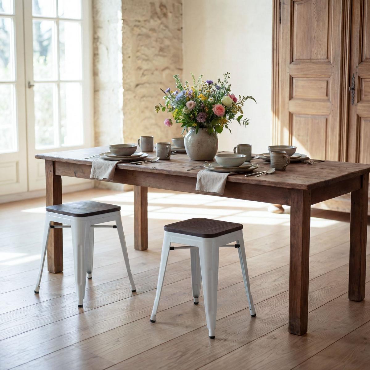 HOCKER HOLZ-SITZFLÄCHE Weiß - Weiß, Holz (39/45/39cm) - MCW