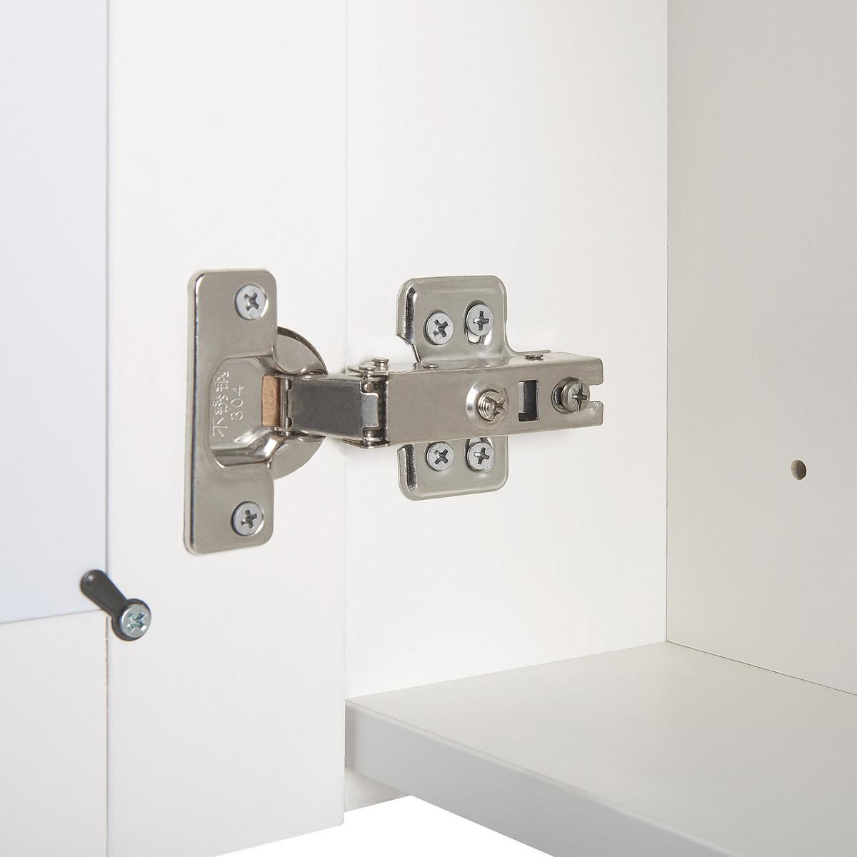 BAD-SPIEGELSCHRANK weiß/silber mit LED-Beleuchtung 60/60 cm Mazarredo - Silberfarben/Weiß, Holz/Holzwerkstoff (60/60/12cm) - Beliani