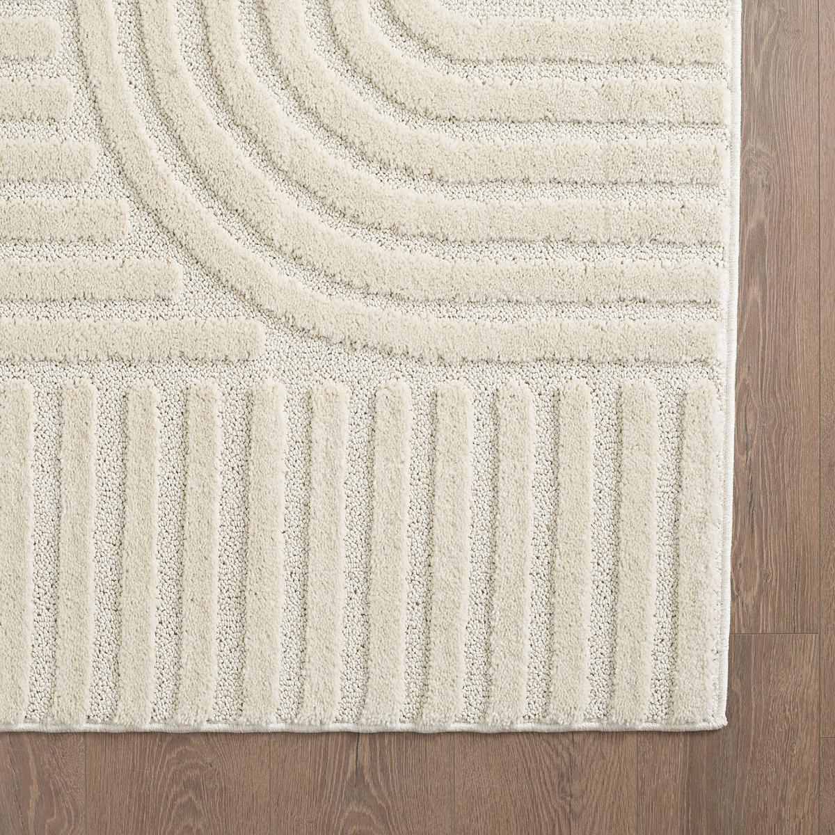 HOCHFLORTEPPICH RIGI, im Skandi-Boho-Stil, Creme, Ø 120 cm - Beige, Textil (120/120cm) - KADIMA DESIGN