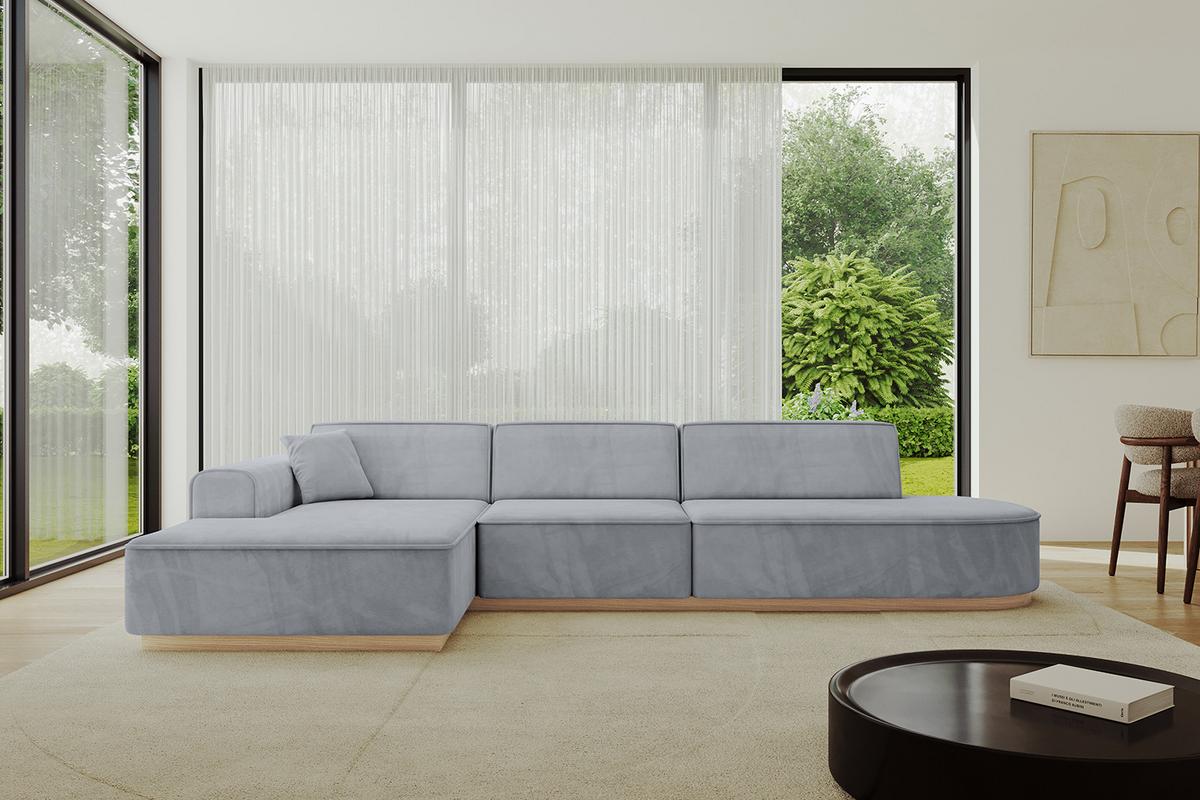ECKSOFA Ottomane Links IREA-L2 - 327x165x80 cm Grau - Titanfarben, Holzwerkstoff/Textil (327/165cm) - ALTDECOR