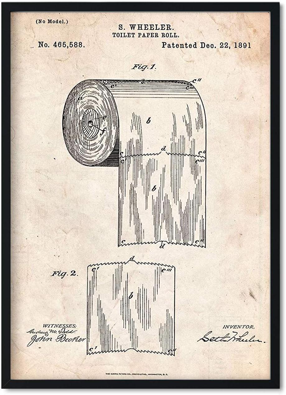 POSTER Vintage Toilettenpapier Patent Vintage Größe A3 Rahmenlos - Klar, Papier (29.7/1cm) - Nacnic