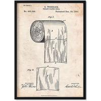 POSTER Vintage Toilettenpapier Patent Vintage Größe A3 Rahmenlos - Klar, Papier (29.7/1cm) - Nacnic
