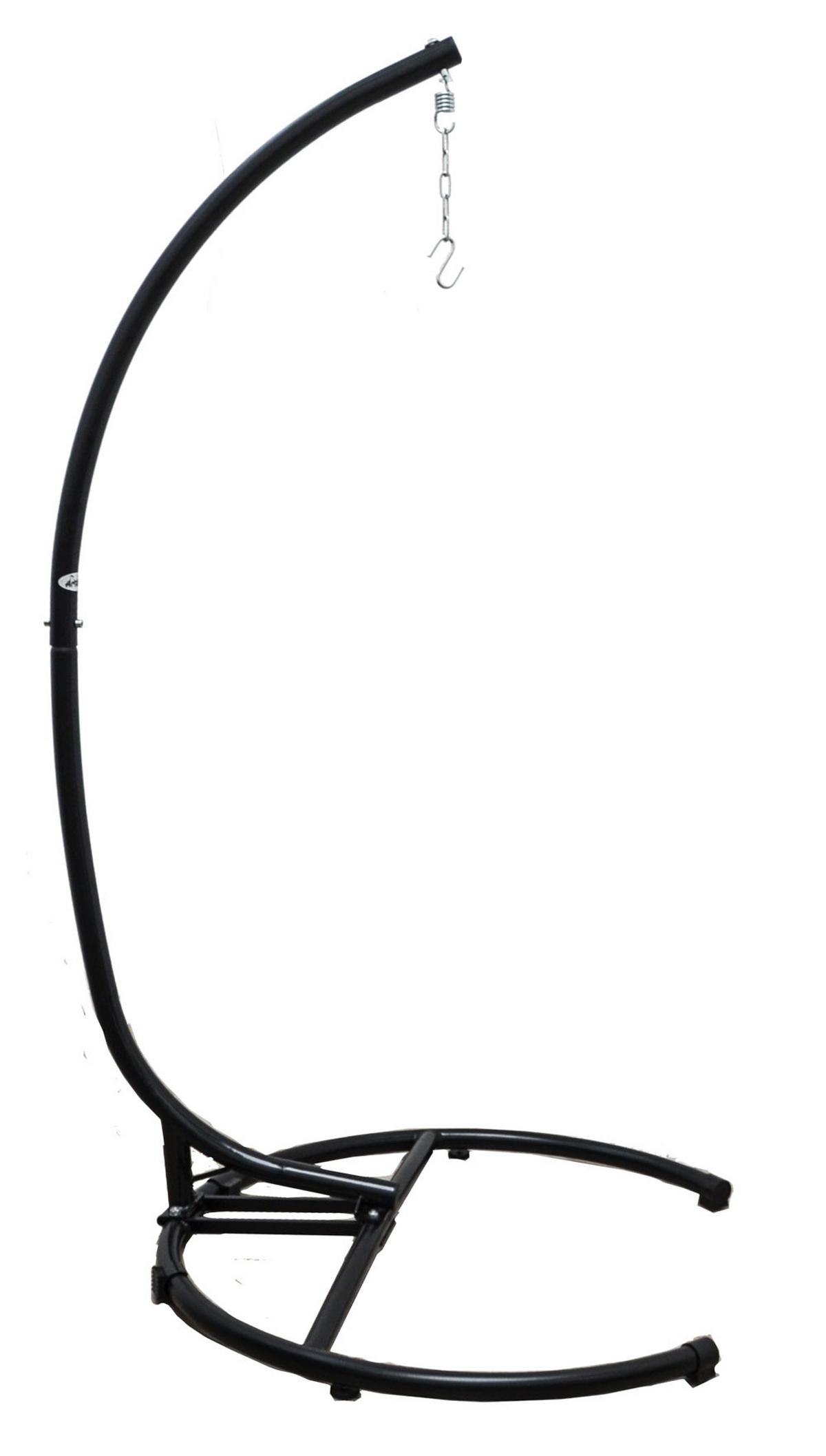 XL-HÄNGESESSEL-GESTELL bis 150kg, 215cm, Schwarz - Schwarz, Metall (125/110/210cm) - Amanka