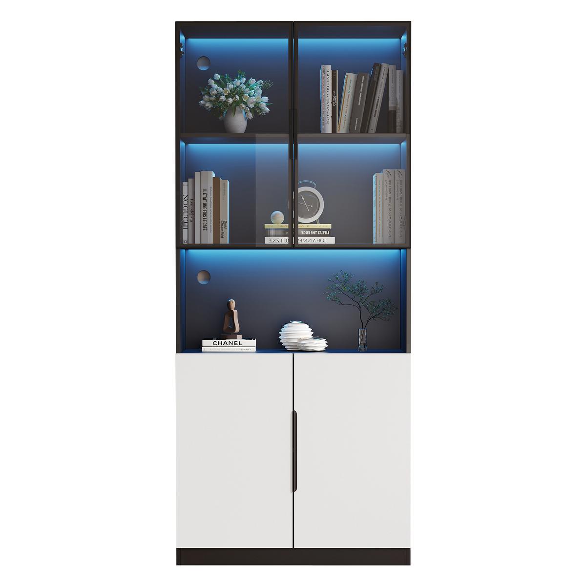 VITRINE weiß 80/30/200 cm - Weiß, Glas/Holzwerkstoff (80/200/30cm) - Urban Meuble