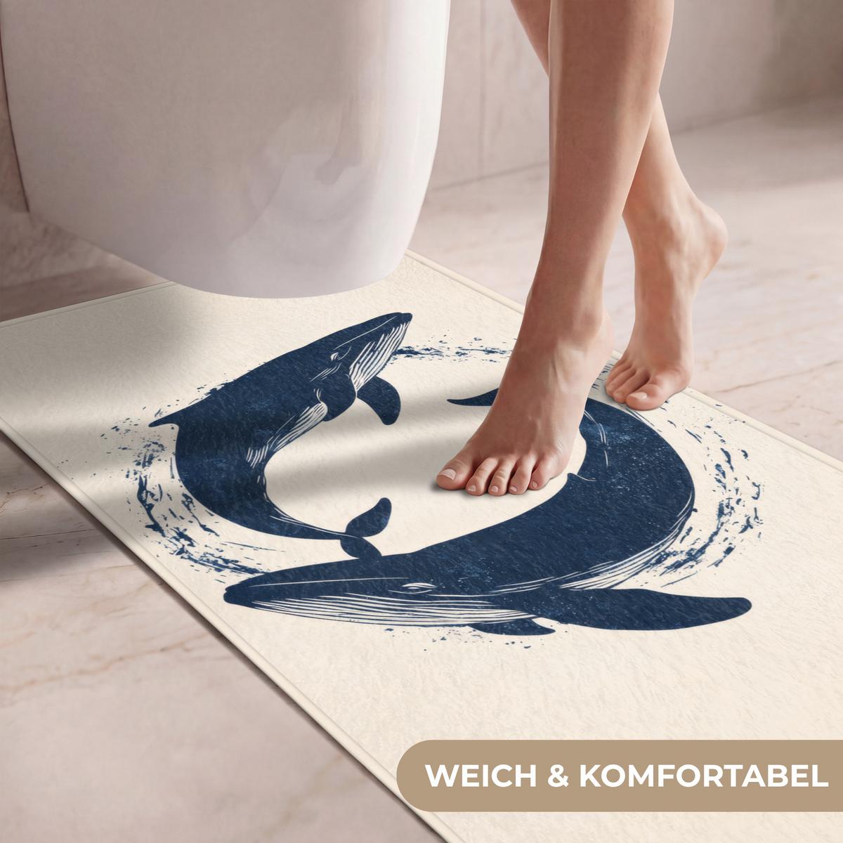 WC-VORLEGER Wale - Spritzer - Kreis - Dunkelblau Toilettenvorleger 60x120 cm - Dunkelblau, Textil (60/1cm) - OnlyWow