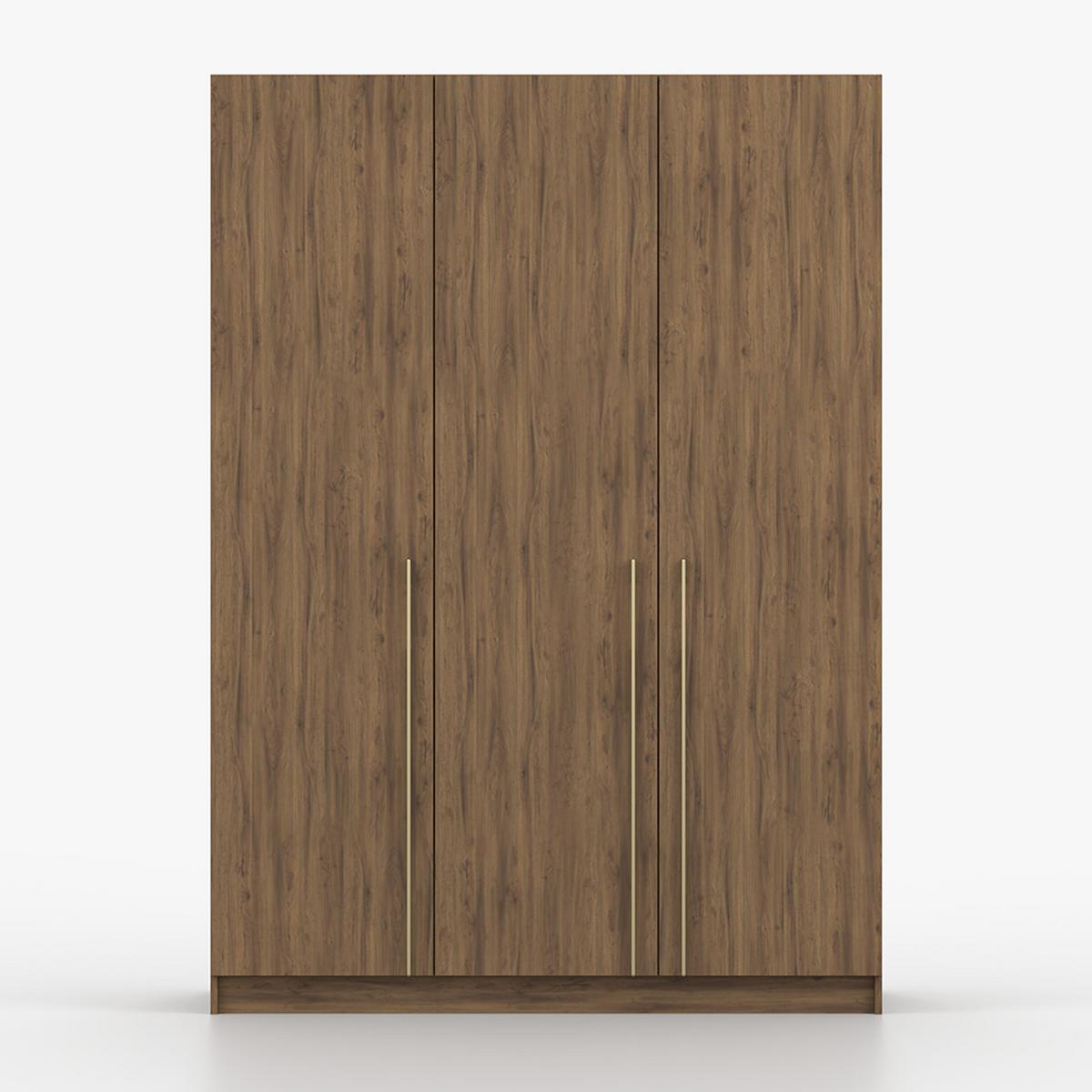 DREHTÜRENSCHRANK ROSA III 3D 150/210/55, 3-türig, Nussbaum - Goldfarben/Nussbaumfarben, Holzwerkstoff (150/210/55cm) - imoebel24