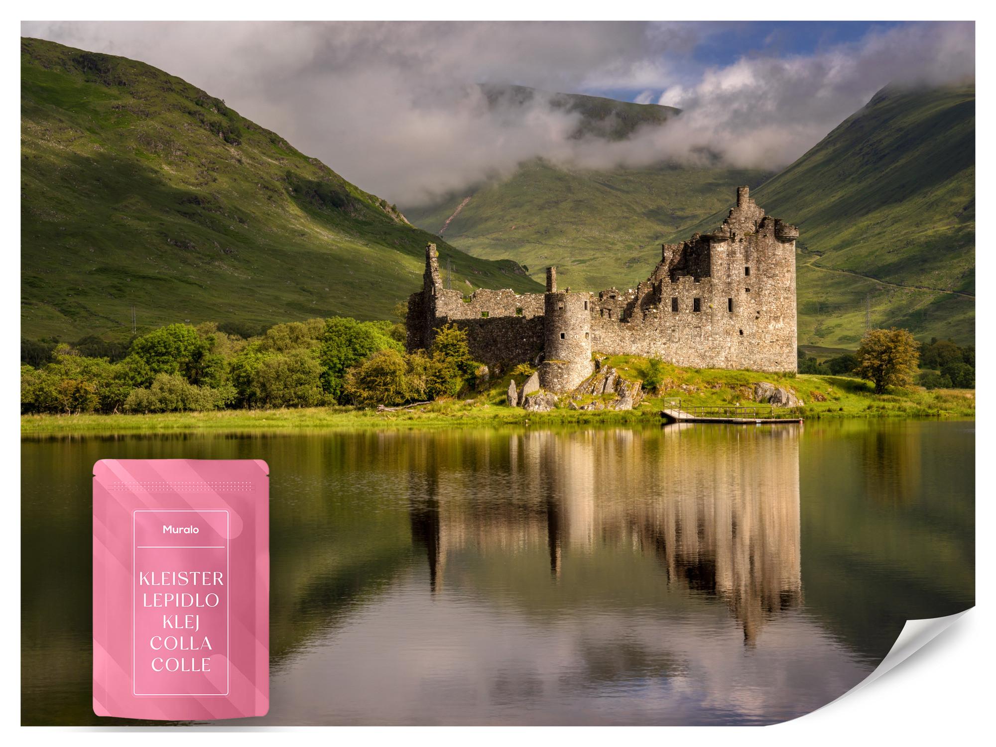 FOTOTAPETE Burgruine Kilchurn See Landschaft 3D 400x280 - Beige/Braun, Papier (400/280cm) - Muralo