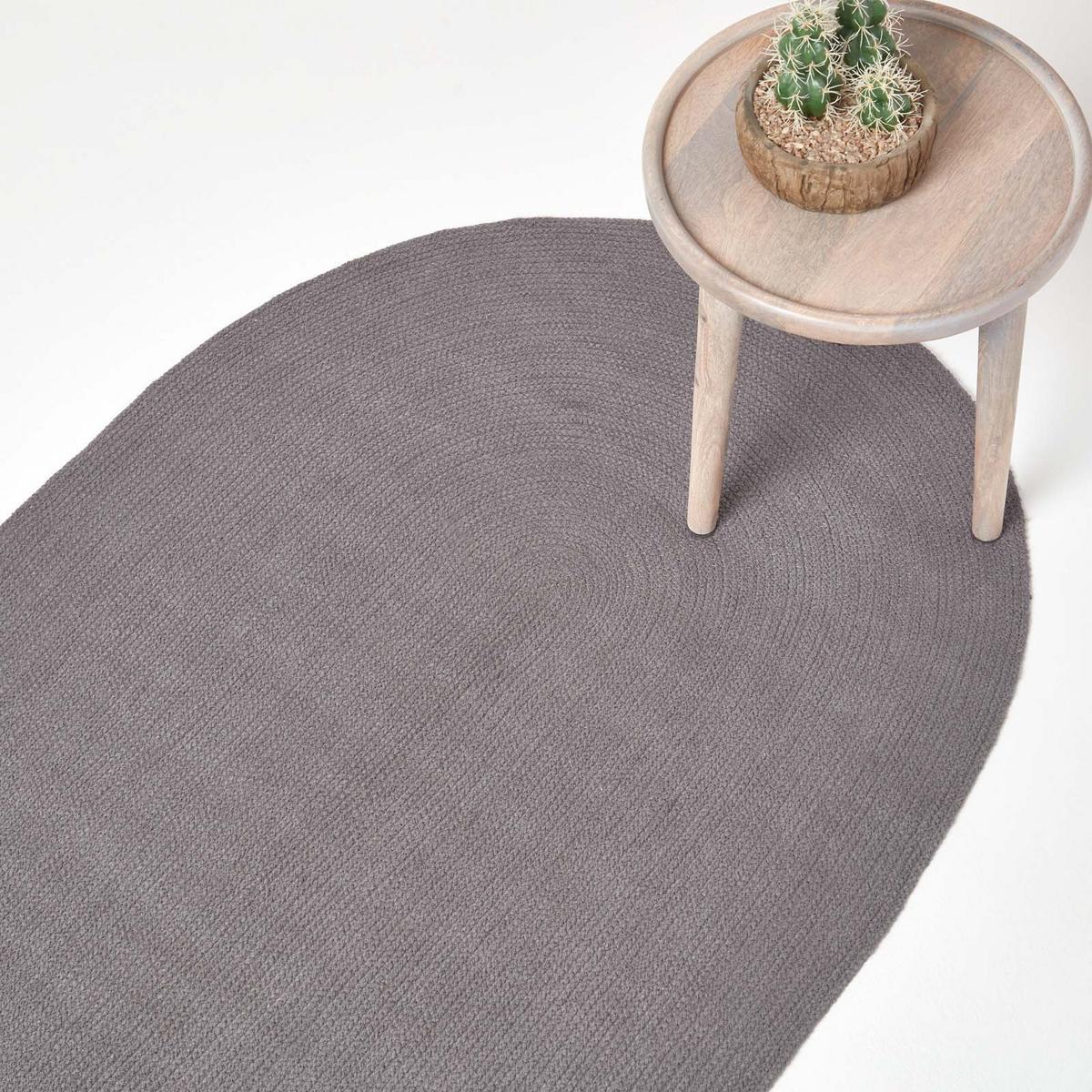 TEPPICH geflochten oval 90/150 cm - Grau, Textil (90/150cm) - Homescapes