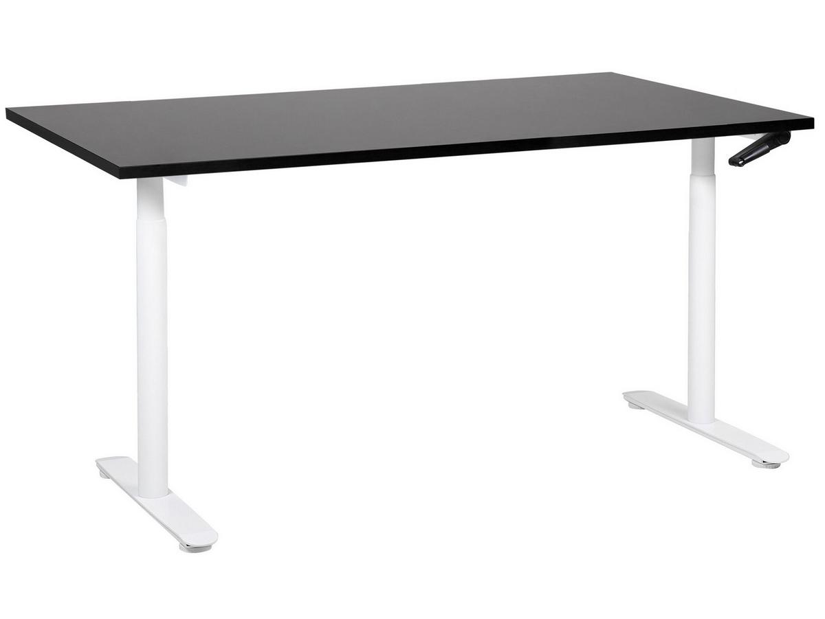 HÖHENVERSTELLBARER SCHREIBTISCH Manuell 160/72 cm Schwarz Destin IV - Schwarz/Weiß, Holzwerkstoff (72/160/74cm) - Beliani
