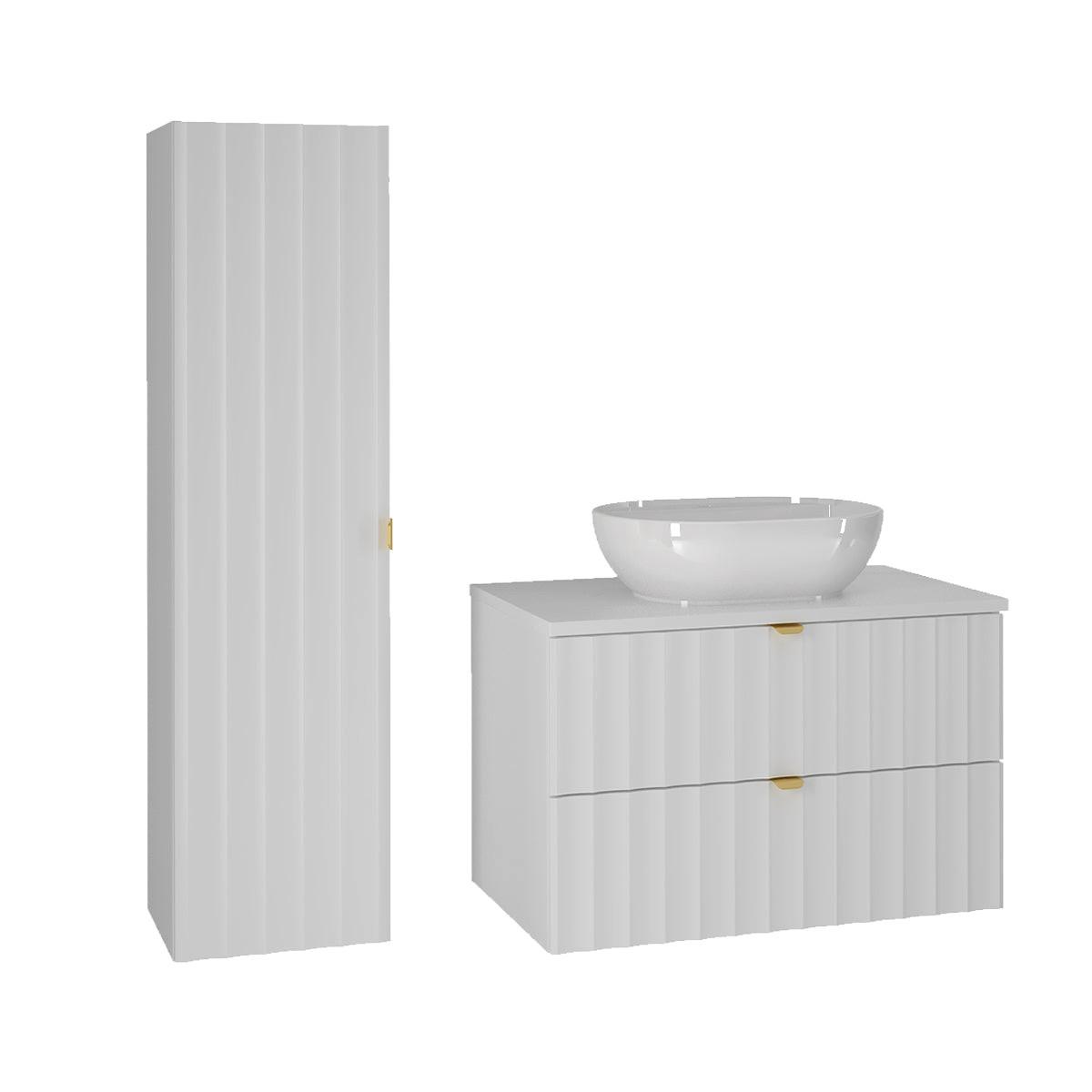 BADMÖBEL 80.6cm Lexa 2er-Set Weiß - Weiß, Holzwerkstoff (80.6/52.2/46.5cm) - Petits-meubles