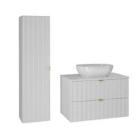 BADMÖBEL 80.6cm Lexa 2er-Set Weiß - Weiß, Holzwerkstoff (80.6/52.2/46.5cm) - Petits-meubles
