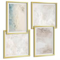 BILDER SET 4er Set - 50x50 cm & 40x60 cm Goldrahmen - Aquarellmalerei-Textur - Goldfarben, Kunststoff (50/50cm) - TULUP