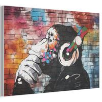 AKUSTIKBILD Affe - Graffiti - Musik Akustikpaneele 90x60 cm - Multicolor, Kunststoff (90/60/0.9cm) - MuchoWow