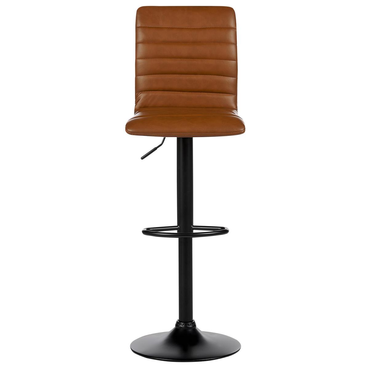 BARHOCKER 2er-Set Kunstleder goldbraun/schwarz höhenverstellbar Lucerne - Schwarz/Braun, Kunststoff (39/118/49cm) - Beliani