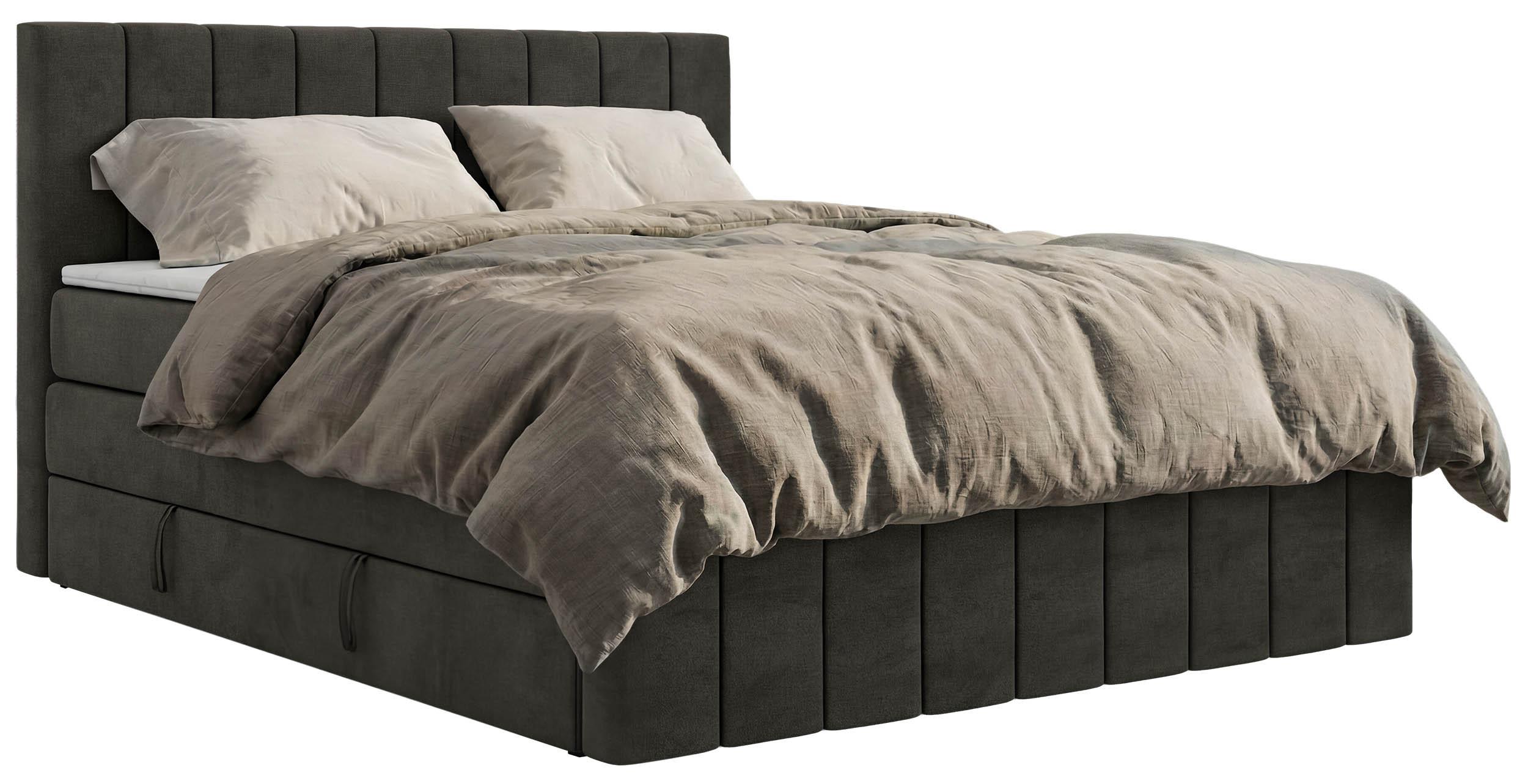 BOXSPRINGBETT ALVER KING DUO 180/200 - Dunkelgrau Velvet - H3 - Dunkelgrau, Textil (180/200cm) - MKS