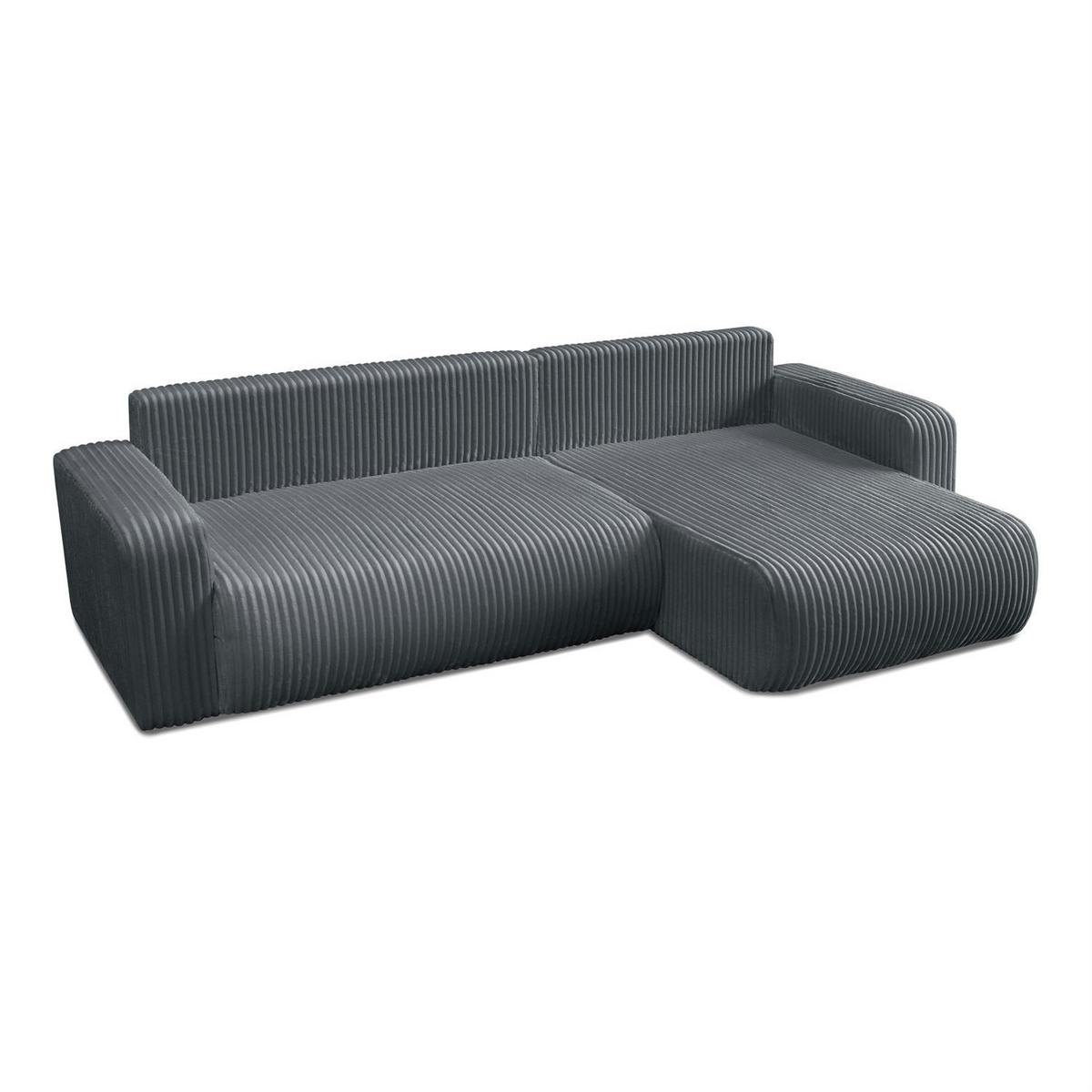 ECKSOFA PRESTIGE SOFT mit Schlaffunktion und Bettkasten, Tilia 85 - Dunkelgrau, Textil (277/143cm) - Lookway