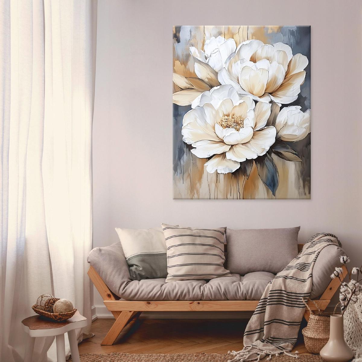 BILDER Abstrakt Blumen Modern 100x70 - Multicolor, Holzwerkstoff (70/100cm) - Wallarena