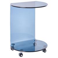 BEISTELLTISCH Sicherheitsglas Blau mit Rädern Minto - Blau, Glas (35/45/56cm) - Beliani