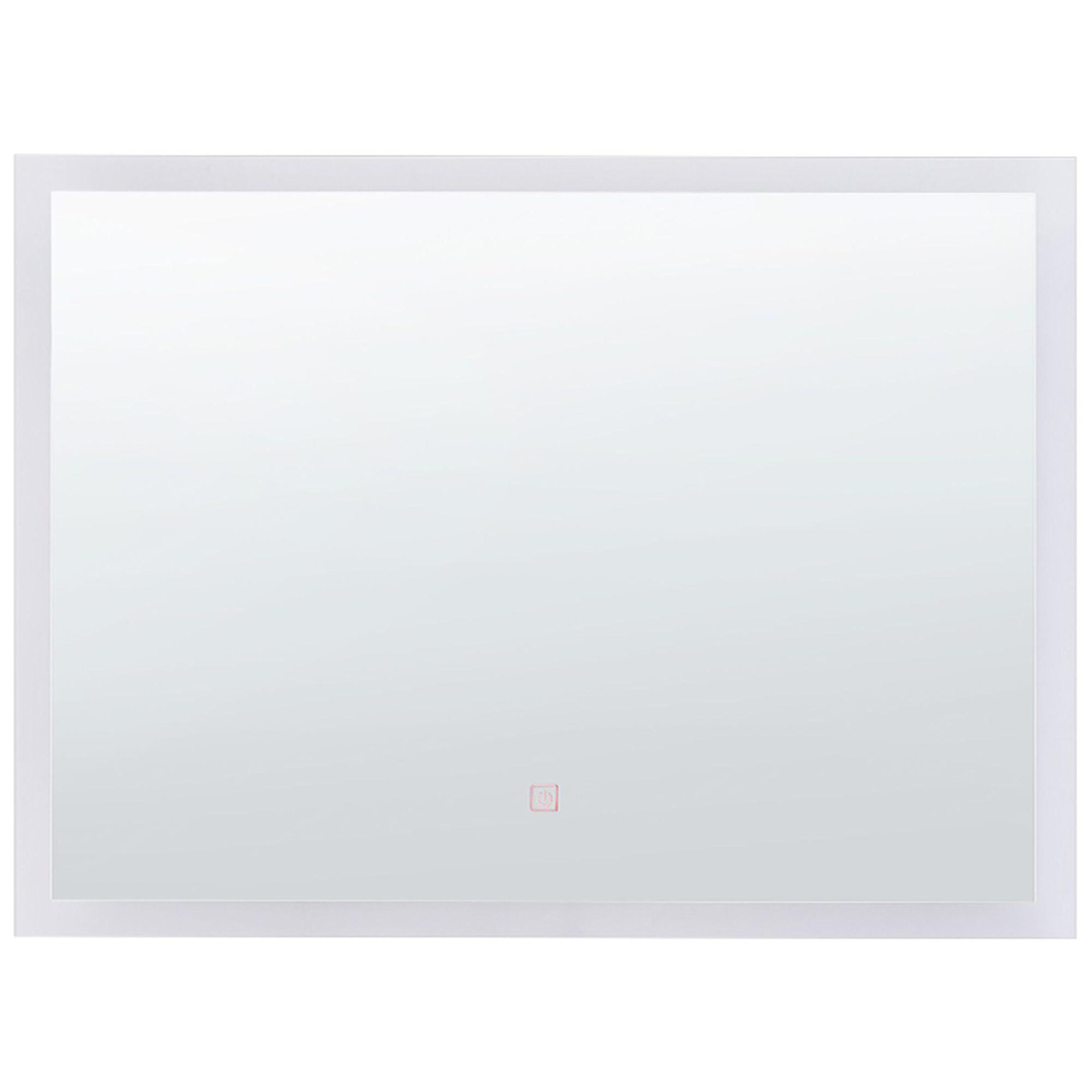 BADSPIEGEL mit LED-Beleuchtung rechteckig 80/60 cm Adour - Silberfarben, Kunststoff (80/60/4cm) - Beliani