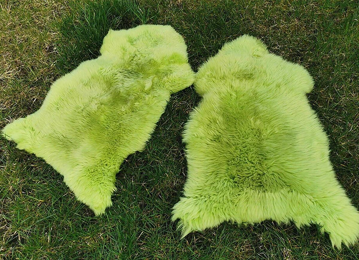 LAMMFELL Öko bunt gefärbt weich Fell Teppich Grünapfel ca. 110 cm - Grün, Fell (60/110cm) - Provellus