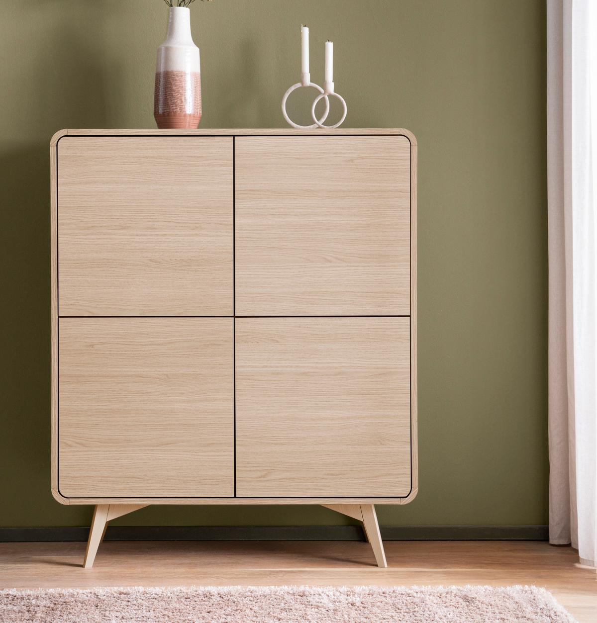 HIGHBOARD Eiche natur skandinavisch 108 cm, Kommode mit Push-to-Open - Eichefarben, Holz/Holzwerkstoff (108/130/39cm) - Furn.Design