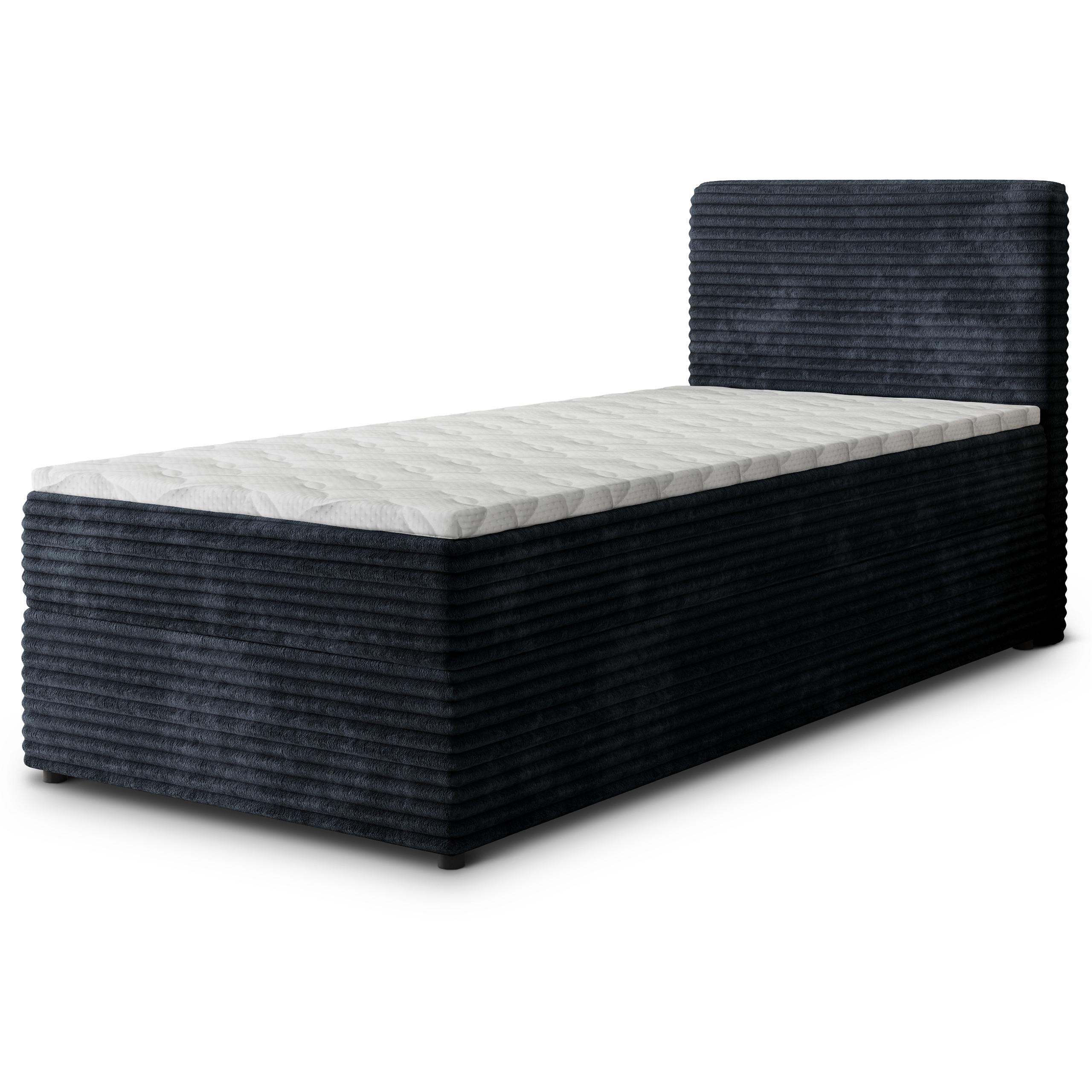 BOXBETT PISA 80 80x200 cm mit Matratze und Topper, H2+H3 - Schwarz - Schwarz, Holz (80/200cm) - MASSENO