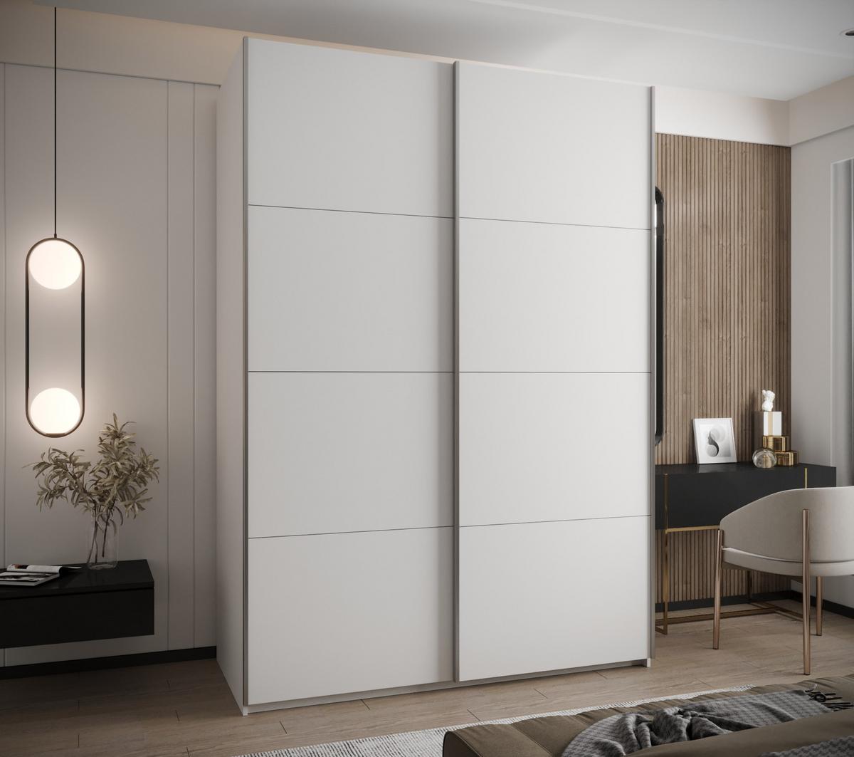 SCHWEBETÜRENSCHRANK 245,5/180/64 2-türig - Silberfarben/Weiß, Holz/Metall (180/245/64cm) - Abiks Möbel