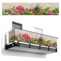 BALKON-SICHTSCHUTZ Blumen - Pflanzen - Blätter - Steine Deko XXL 500x110 cm - Pink, Kunststoff (500/110cm) - MuchoWow