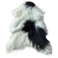 SCHAFFELL Ganzes Island Lammfell Langhaarig Naturfarben Weiß/Schwarz, ca. 120 cm - Weiß, Fell (65/120cm) - Provellus