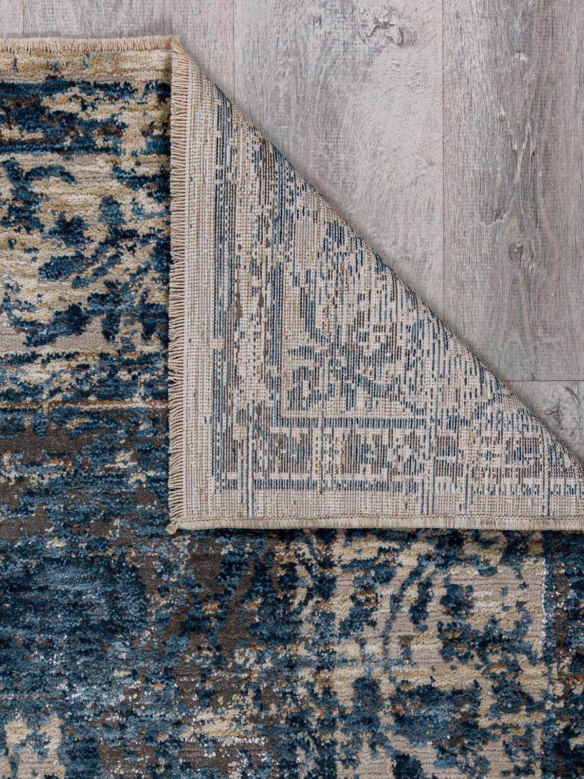 STRUKTURTEPPICH, mit Fransen, ADUR, Medaillon, Blau, 120 x 160 cm - Blau, Textil (120/160cm) - KADIMA DESIGN