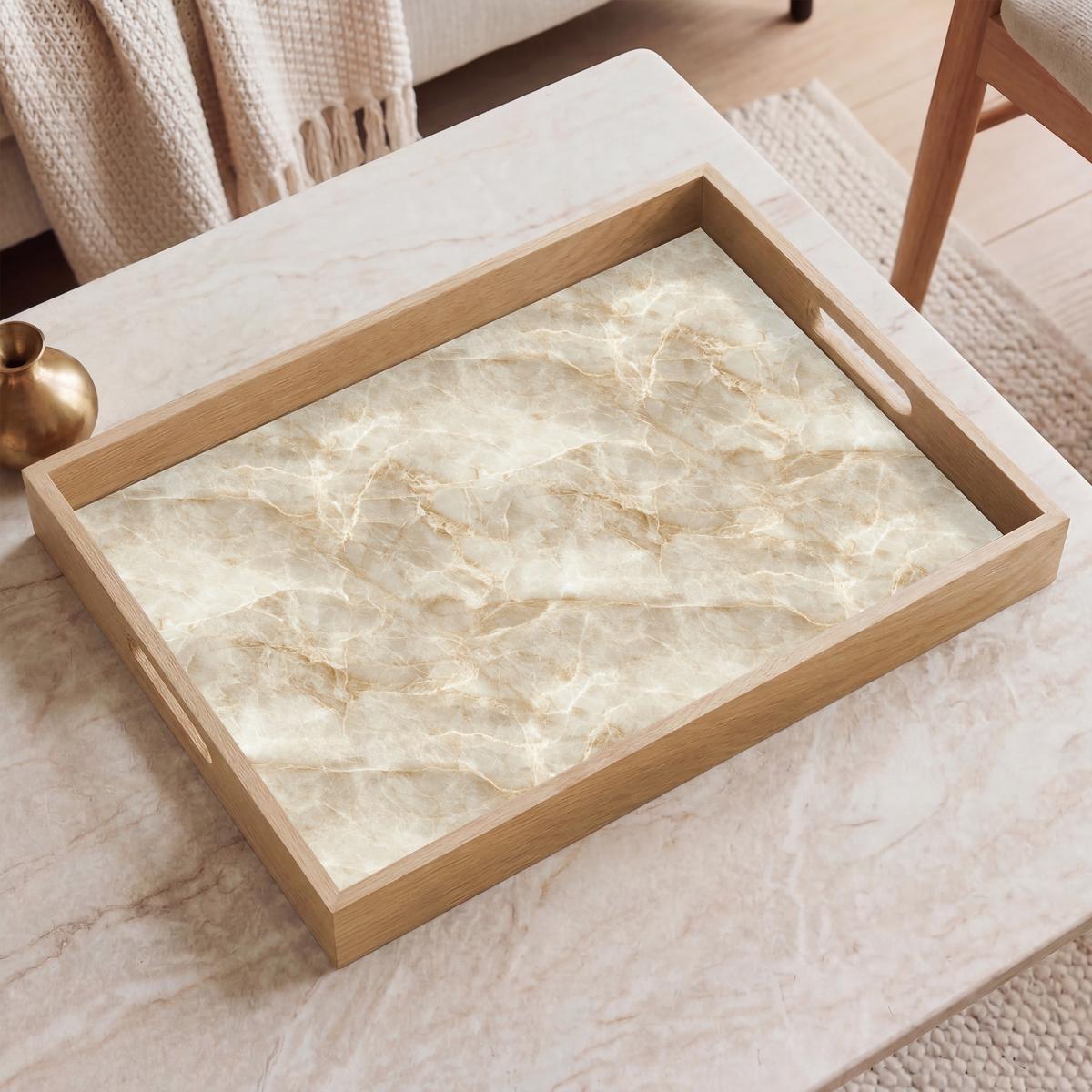TABLETT Hellbeige - Onyx - Dezent 50x35 cm - Beige, Holz (50/5/5cm) - OnlyWow